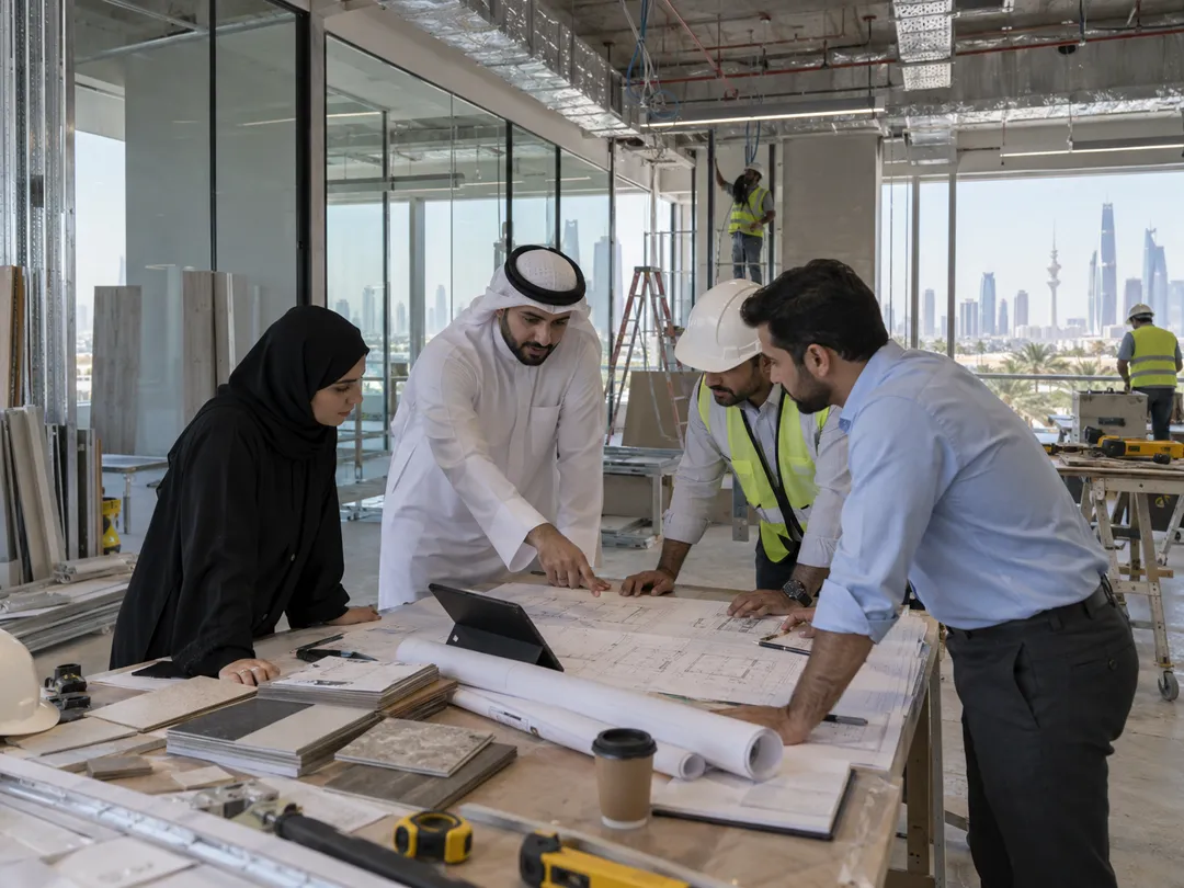 Commercial fit-out planning and site coordination in Kuwait