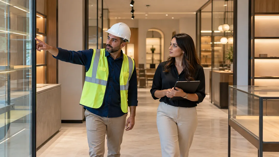 Commercial fit-out inspection before project handover